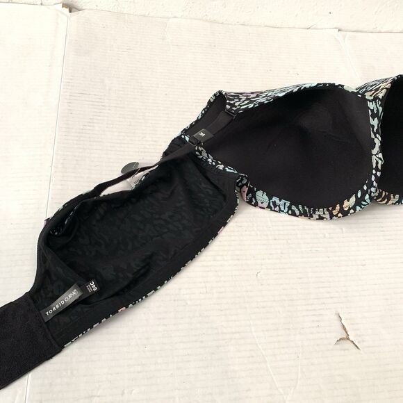 Torrid Curve 54 C Bra Wire Free Lightly Lined Everyday Black Rainbow Leopard NEW - Picture 5 of 7